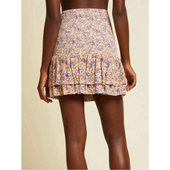 Nation LTD Mitzy Smocked Cotton Mini Ruffle Skirt in Flower Power Floral -  S - Picture 2 of 7